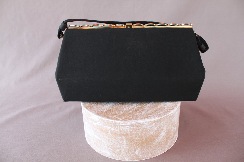 Vintage Audrey Matte Black Snap Handbag