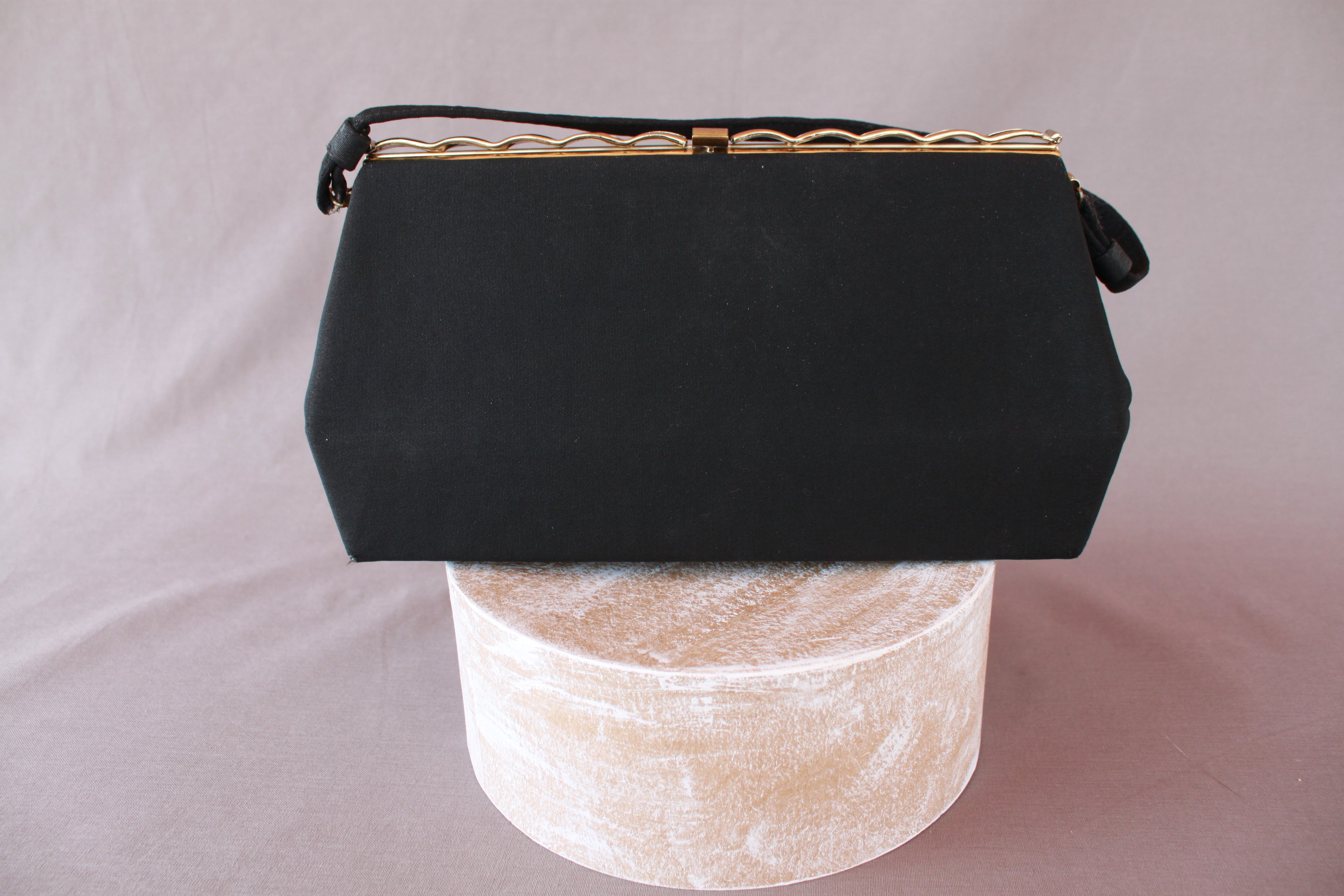 Vintage Audrey Matte Black Snap Handbag