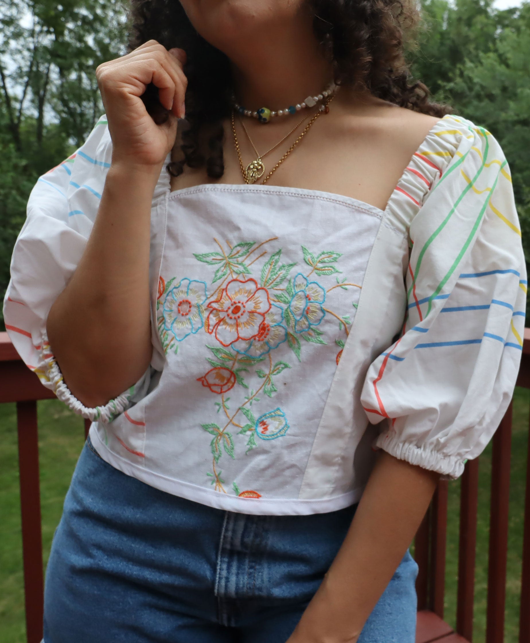 Graphy Mix Media Top - Embroidered Table Runner