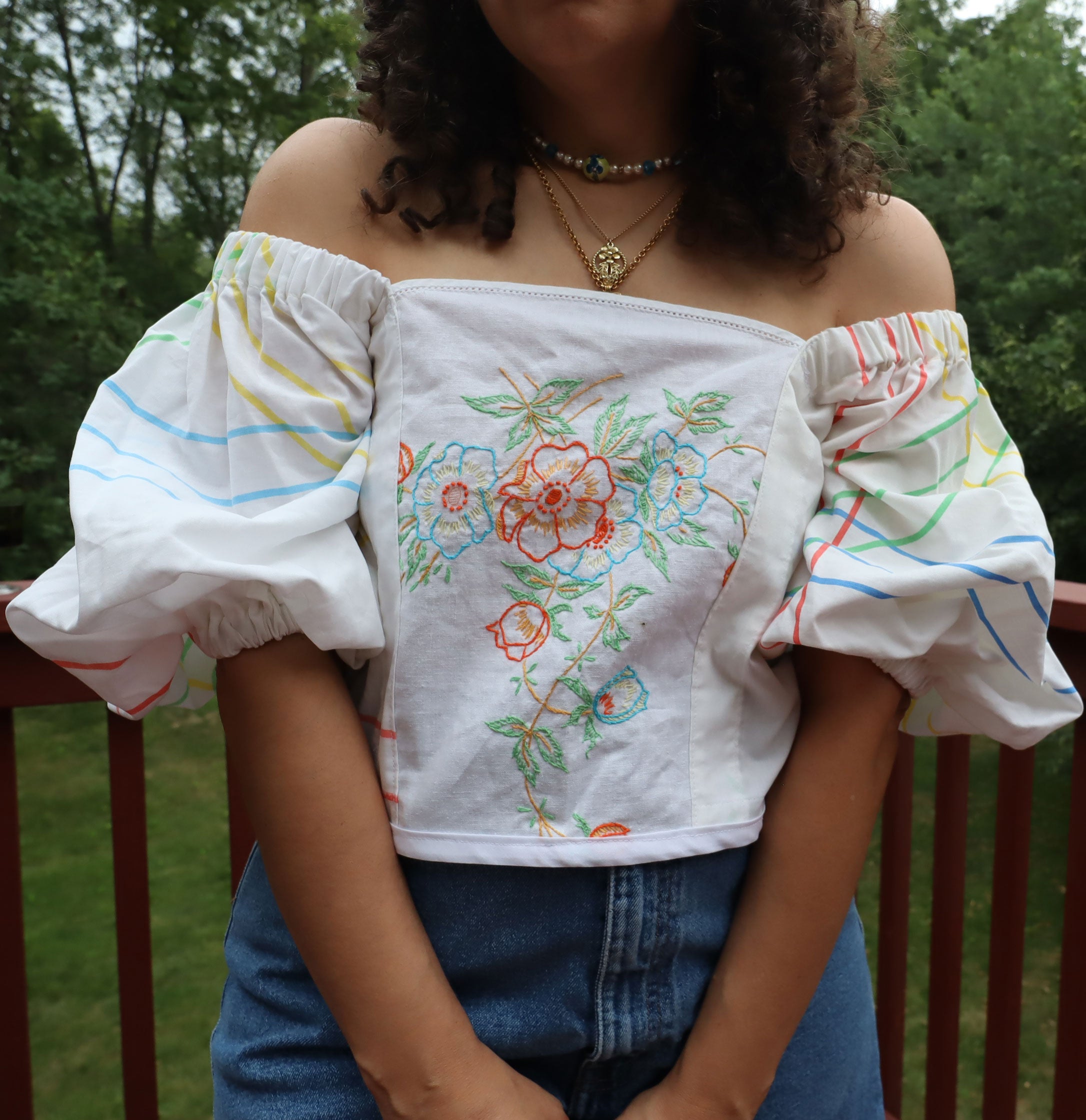 Graphy Mix Media Top - Embroidered Table Runner