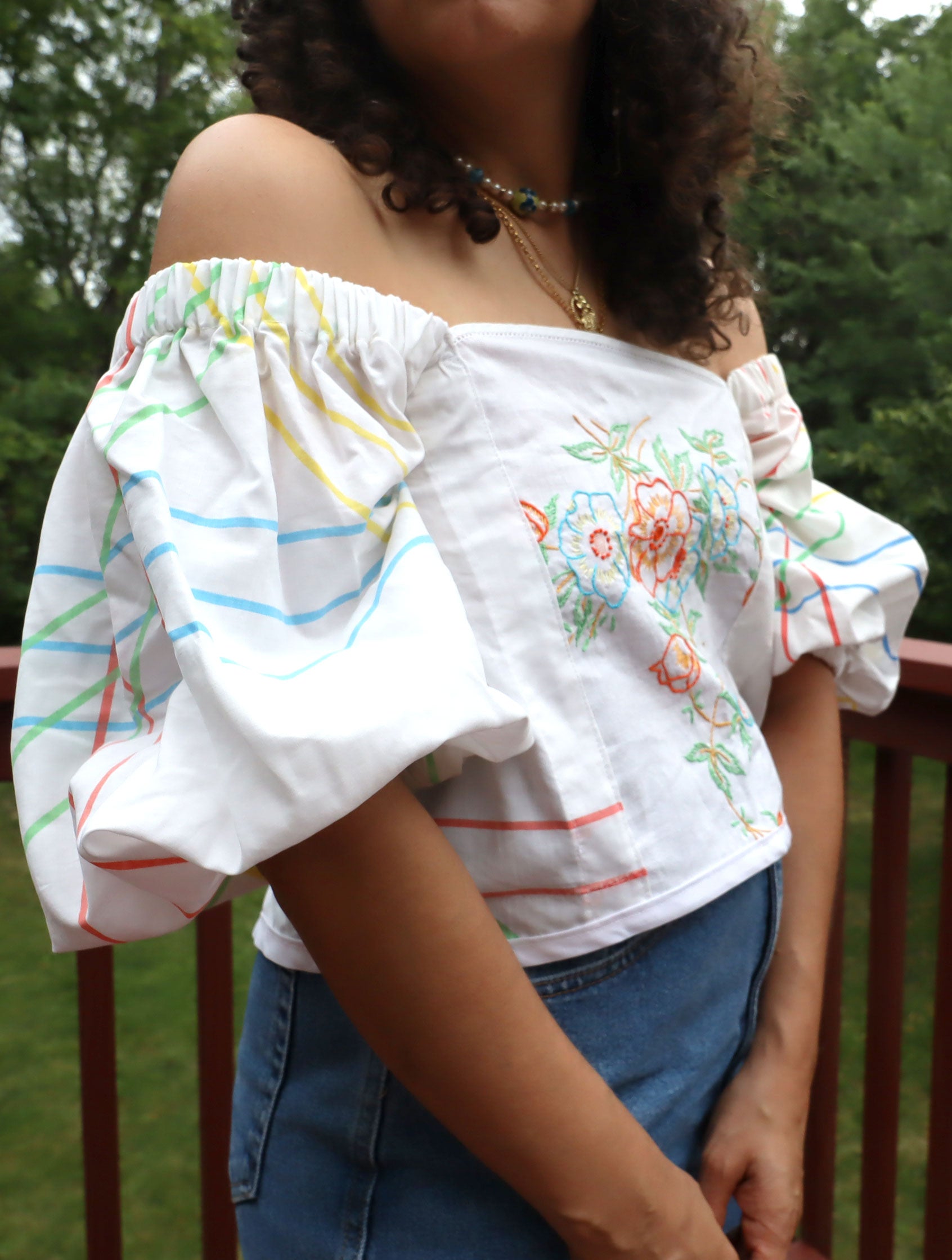 Graphy Mix Media Top - Embroidered Table Runner