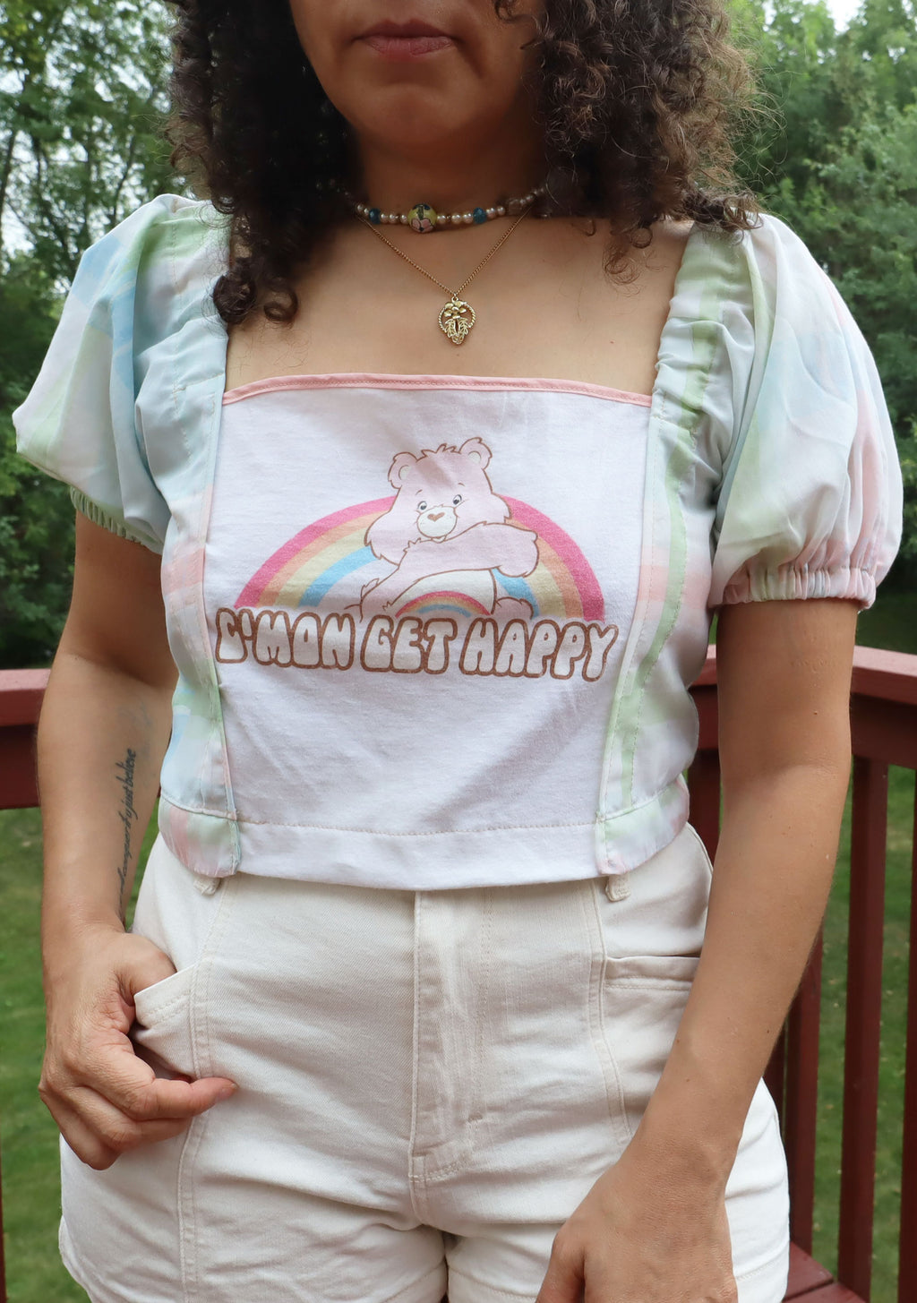 Graphy Mix Media Top - Cmon Get Happy Carebear