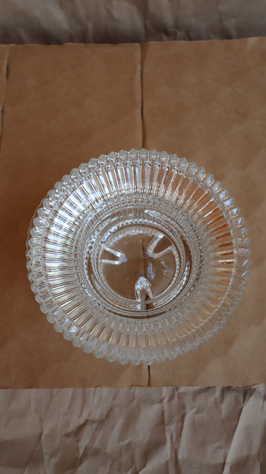 Vintage 1970s Indiana Glass Reflections Ribbed Reversible Candle Holder