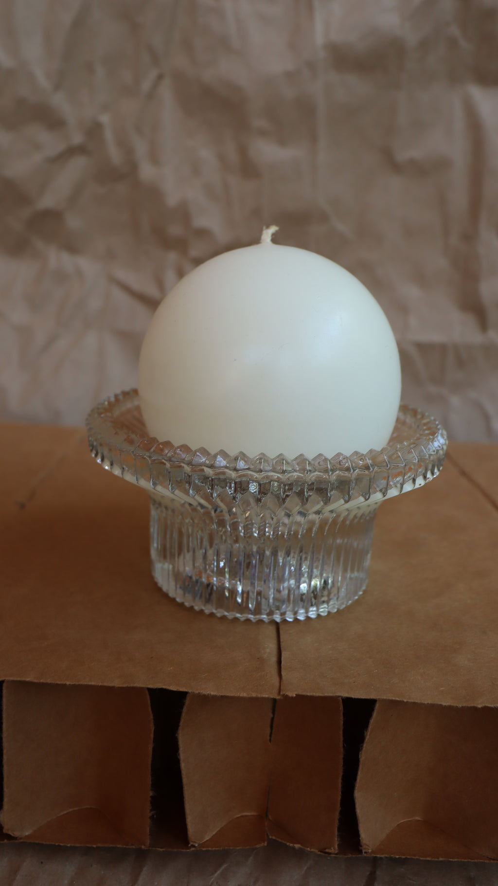 Vintage 1970s Indiana Glass Reflections Ribbed Reversible Candle Holder