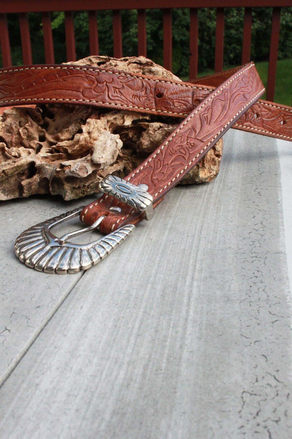Vintage Carved Leather Belt (Only 1) – Style a Go-Go display picture 1