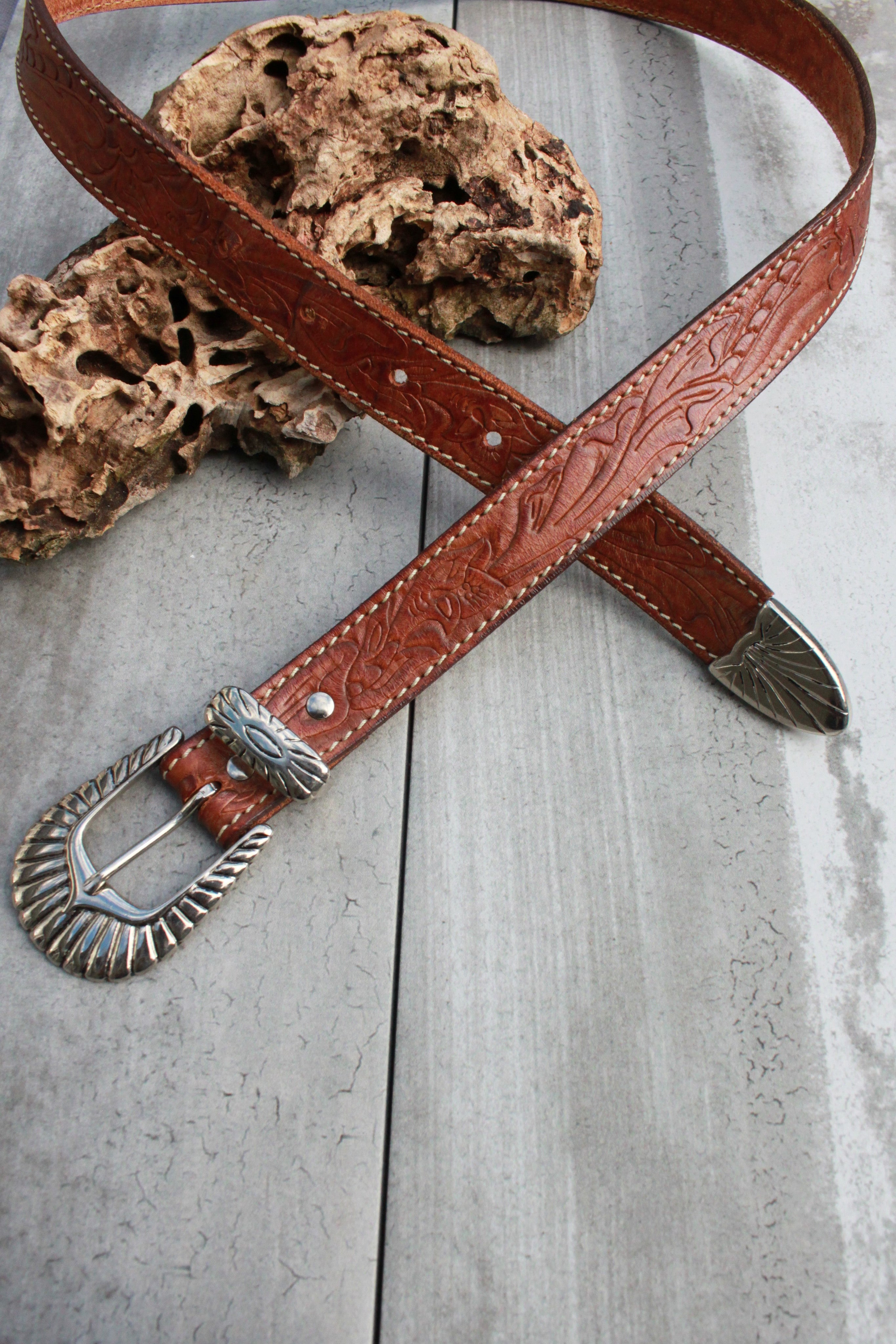 Vintage Carved Leather Belt (Only 1)
