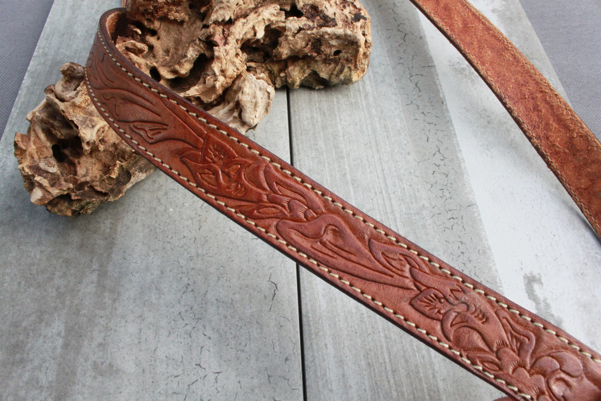 Vintage Carved Leather Belt (Only 1)