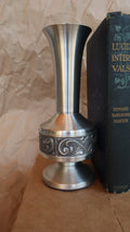 Vintage MCM Scroll Pattern Pewter Vase