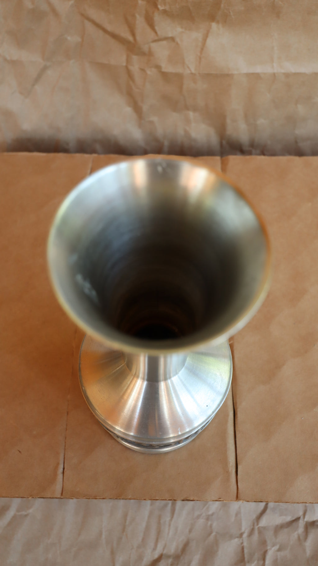 Vintage MCM Scroll Pattern Pewter Vase
