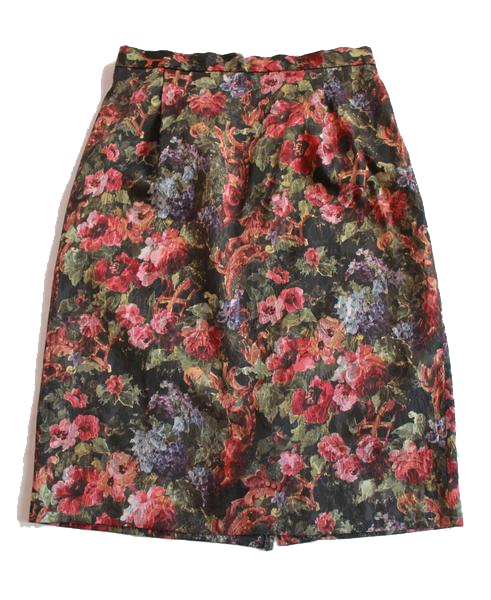Vintage Floral Tapestry Pencil Skirt