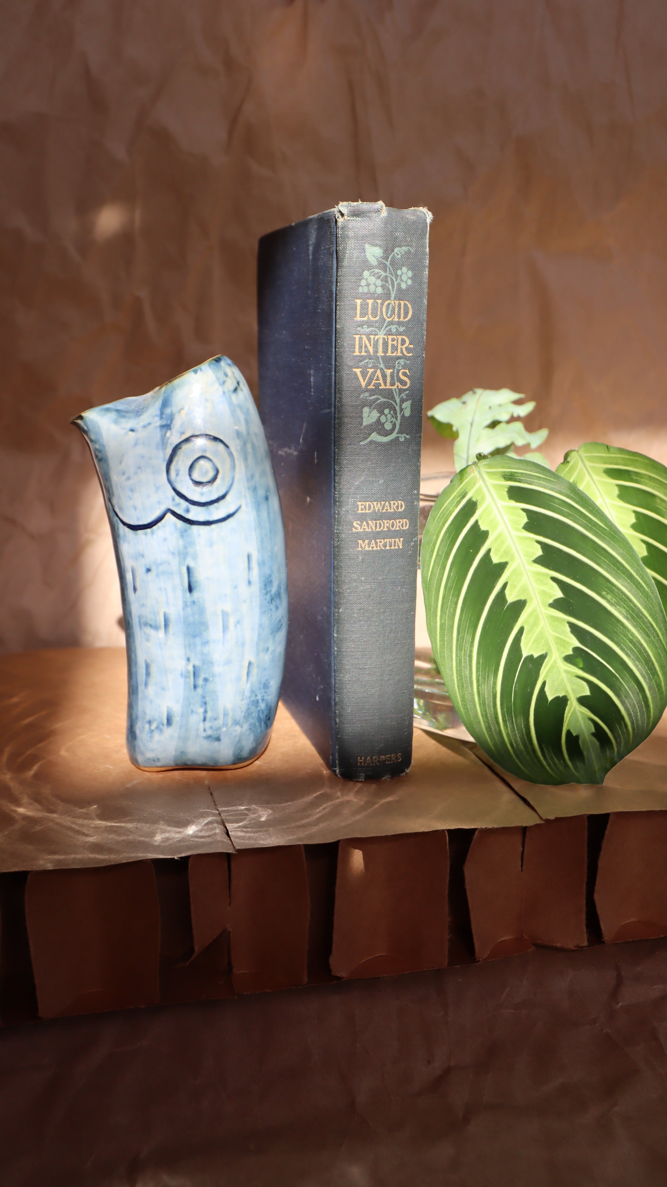 Vintage Unique Unsigned Studio Pottery Fishy Vase w/Two Flower Holes