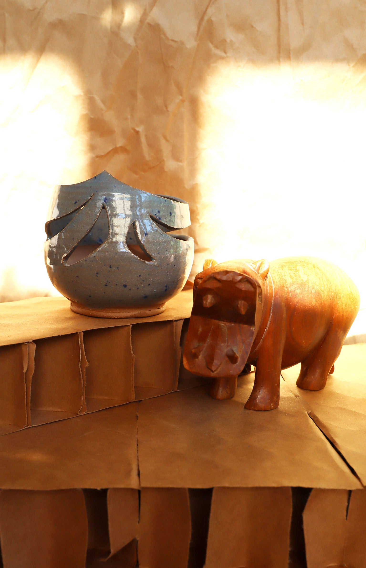 70s Open Cut Studio Pottery Plant Holder