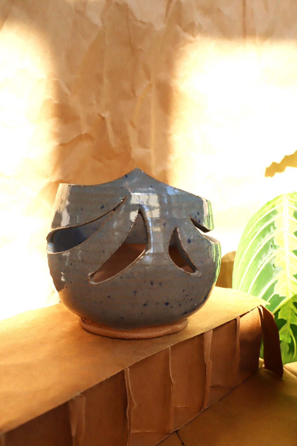 70s Open Cut Studio Pottery Plant Holder