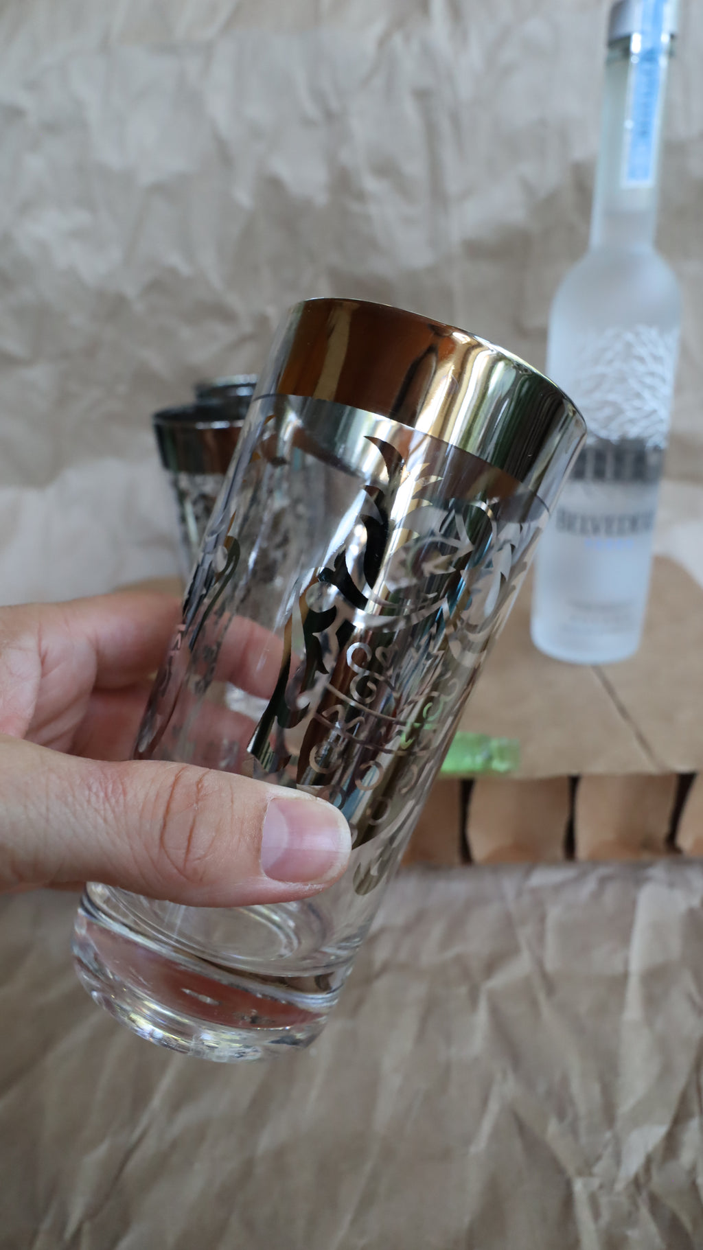 1960s Kimiko Silvercrest Knight Coat of Arms Highball Glasses - Set of 4