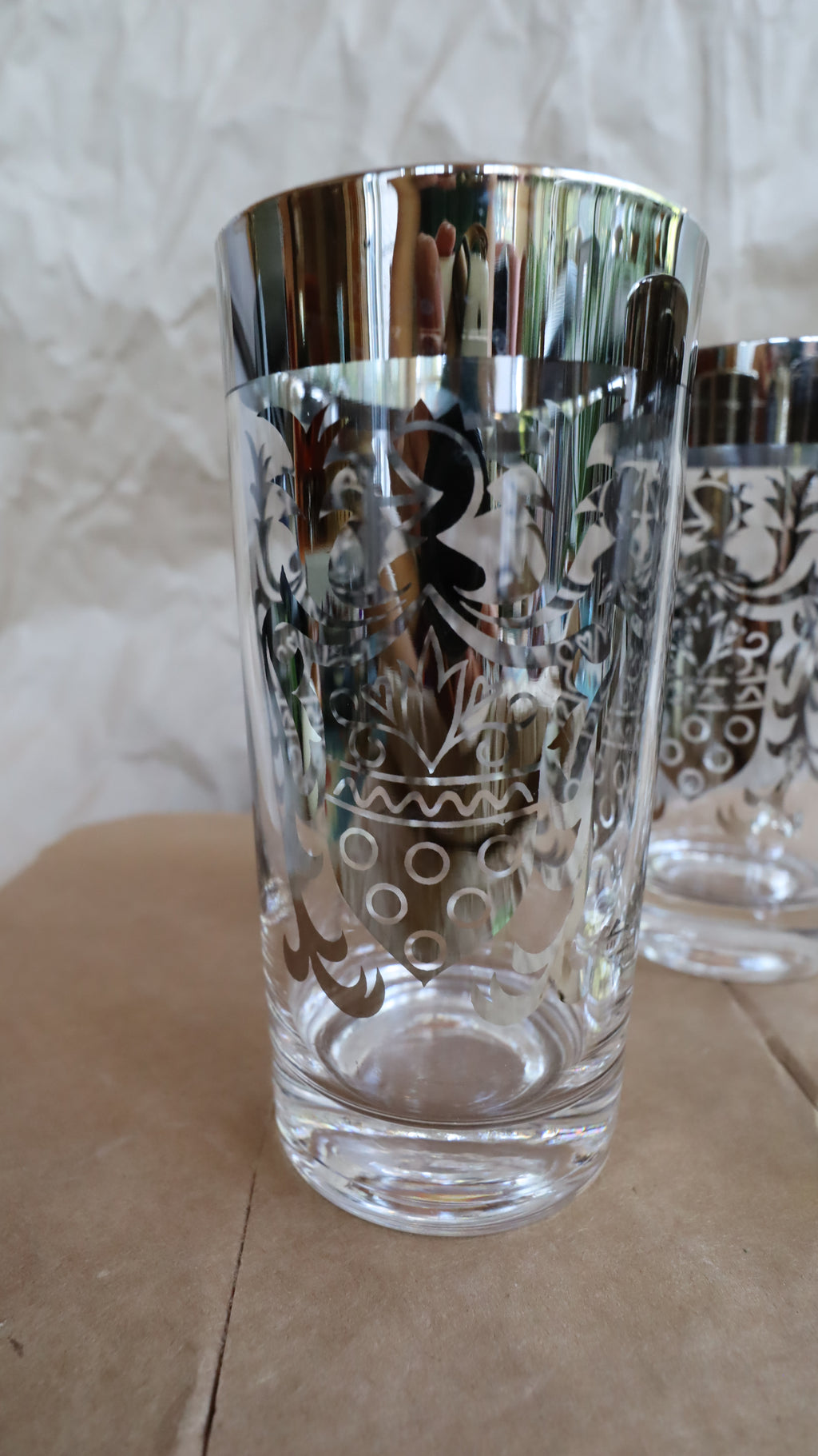 1960s Kimiko Silvercrest Knight Coat of Arms Highball Glasses - Set of 4