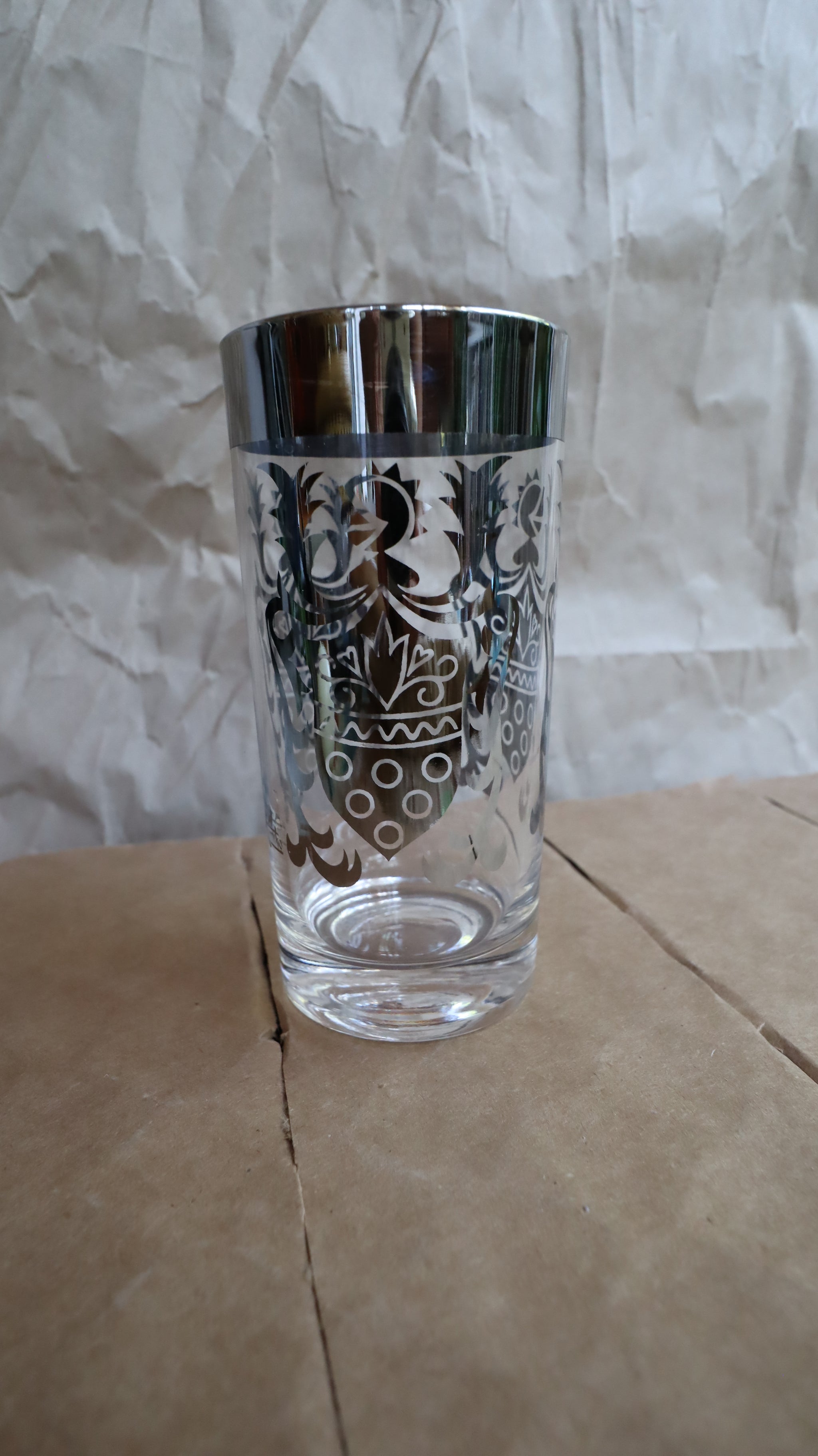 1960s Kimiko Silvercrest Knight Coat of Arms Highball Glasses - Set of 4