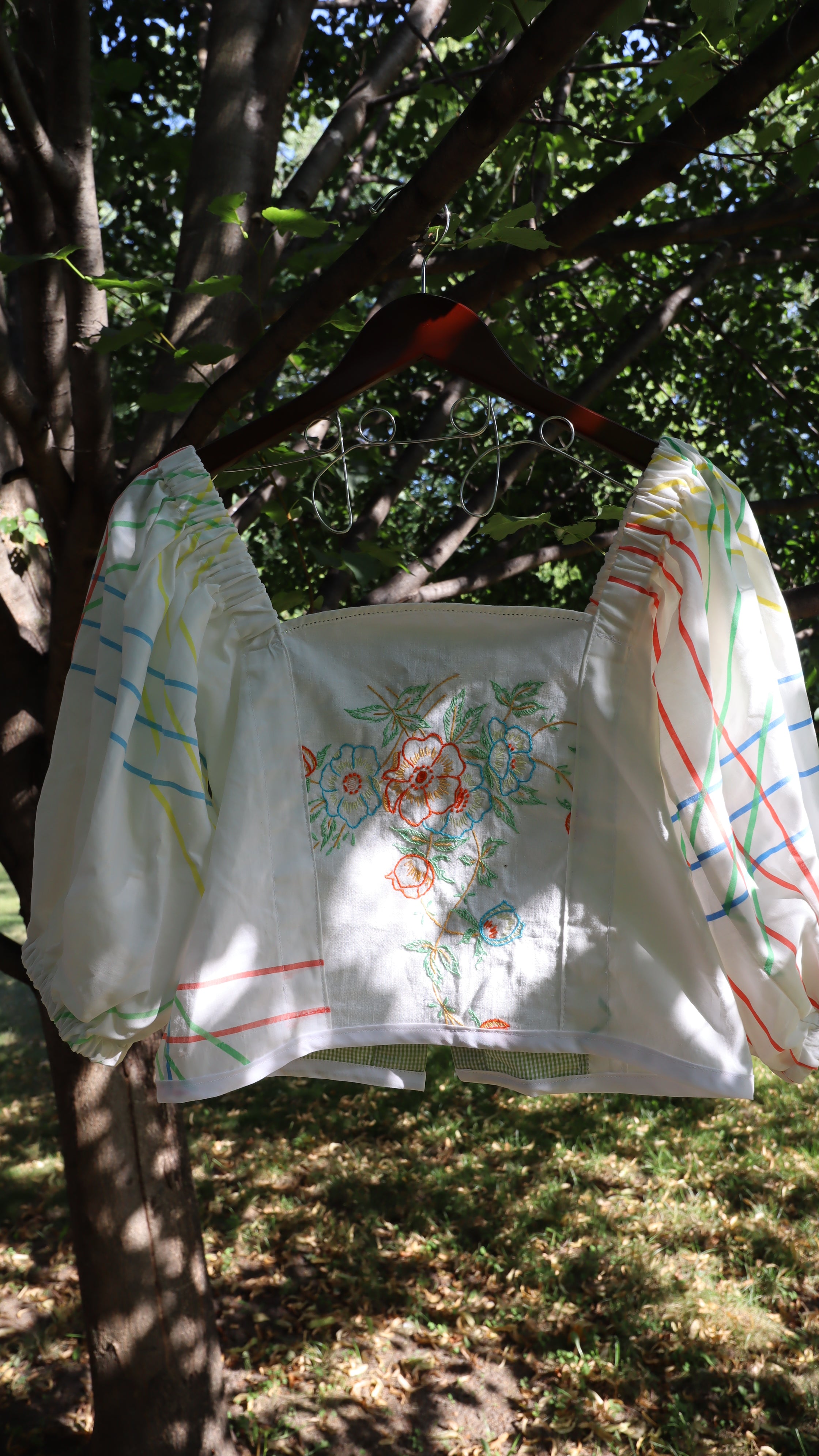 Graphy Mix Media Top - Embroidered Table Runner