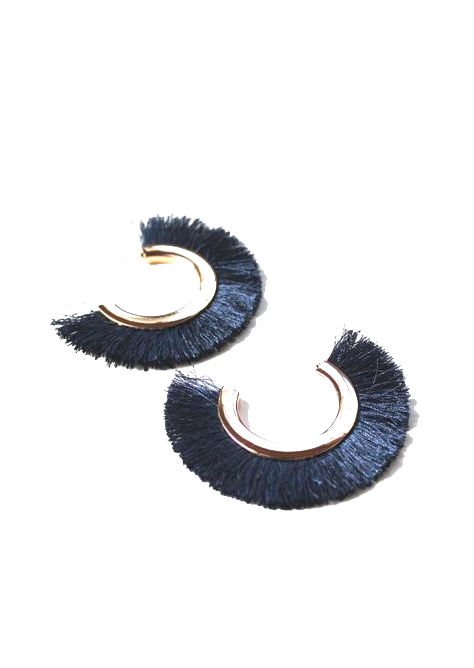 Juju Fringe Fan Earrings - Ocean Blue