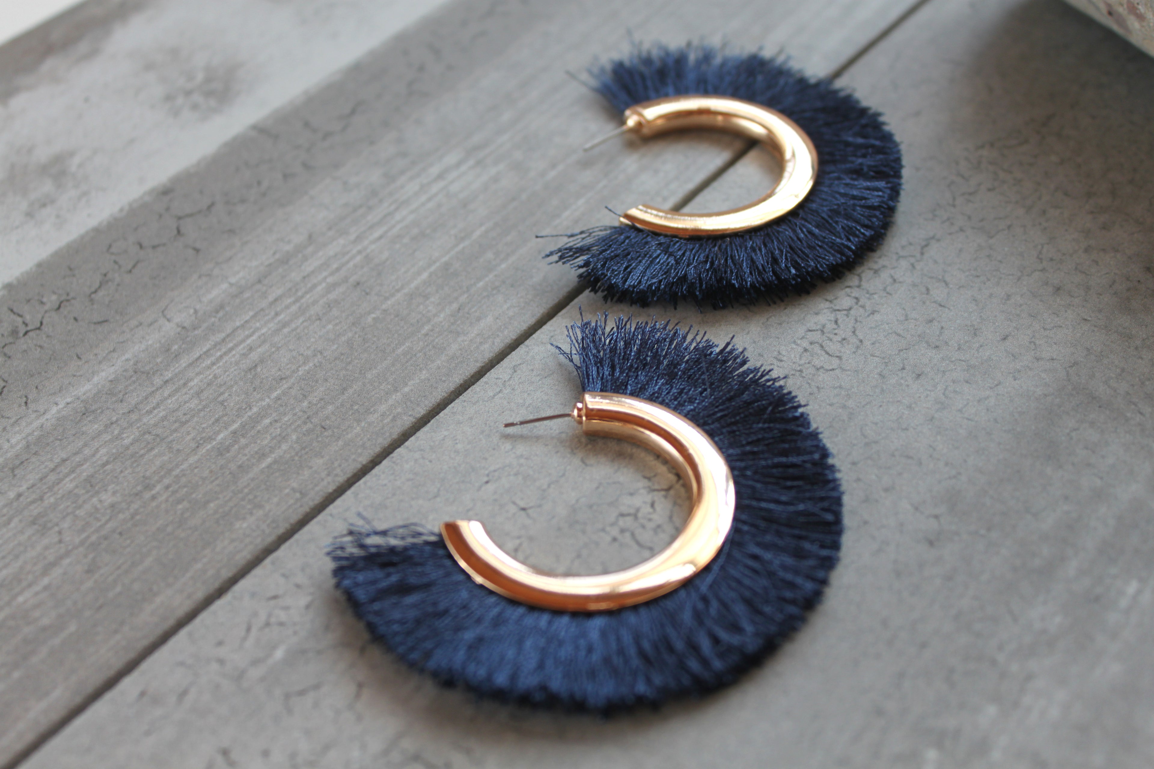 Juju Fringe Fan Earrings - Ocean Blue