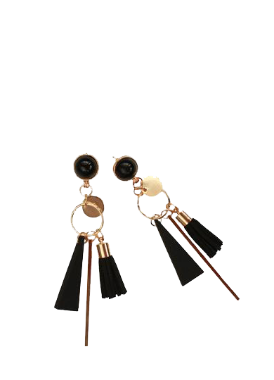 Moving Parts Black & Gold Earrings