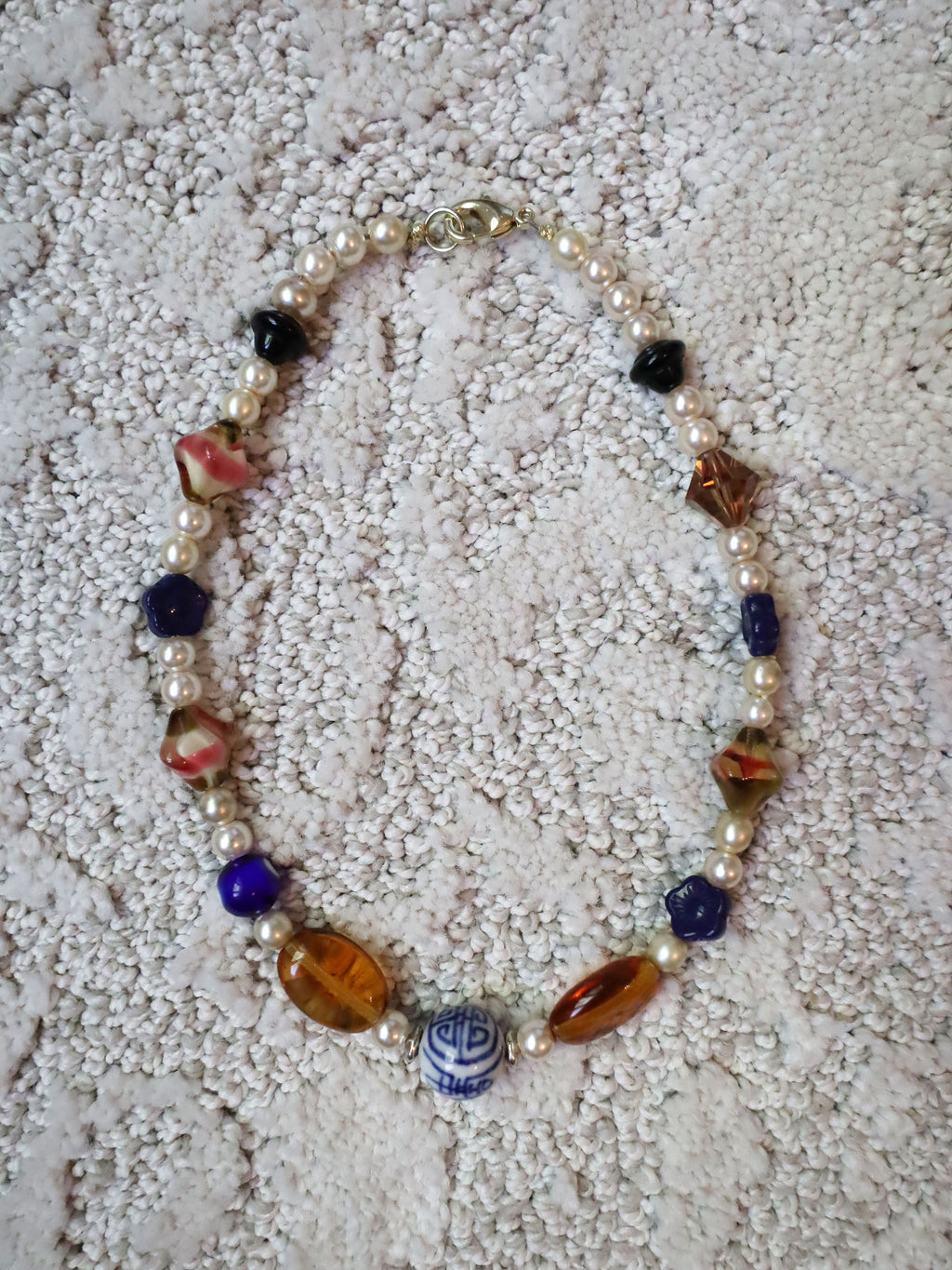 Into Madness - Recycled Handmade Pearls & Found Beads Necklace