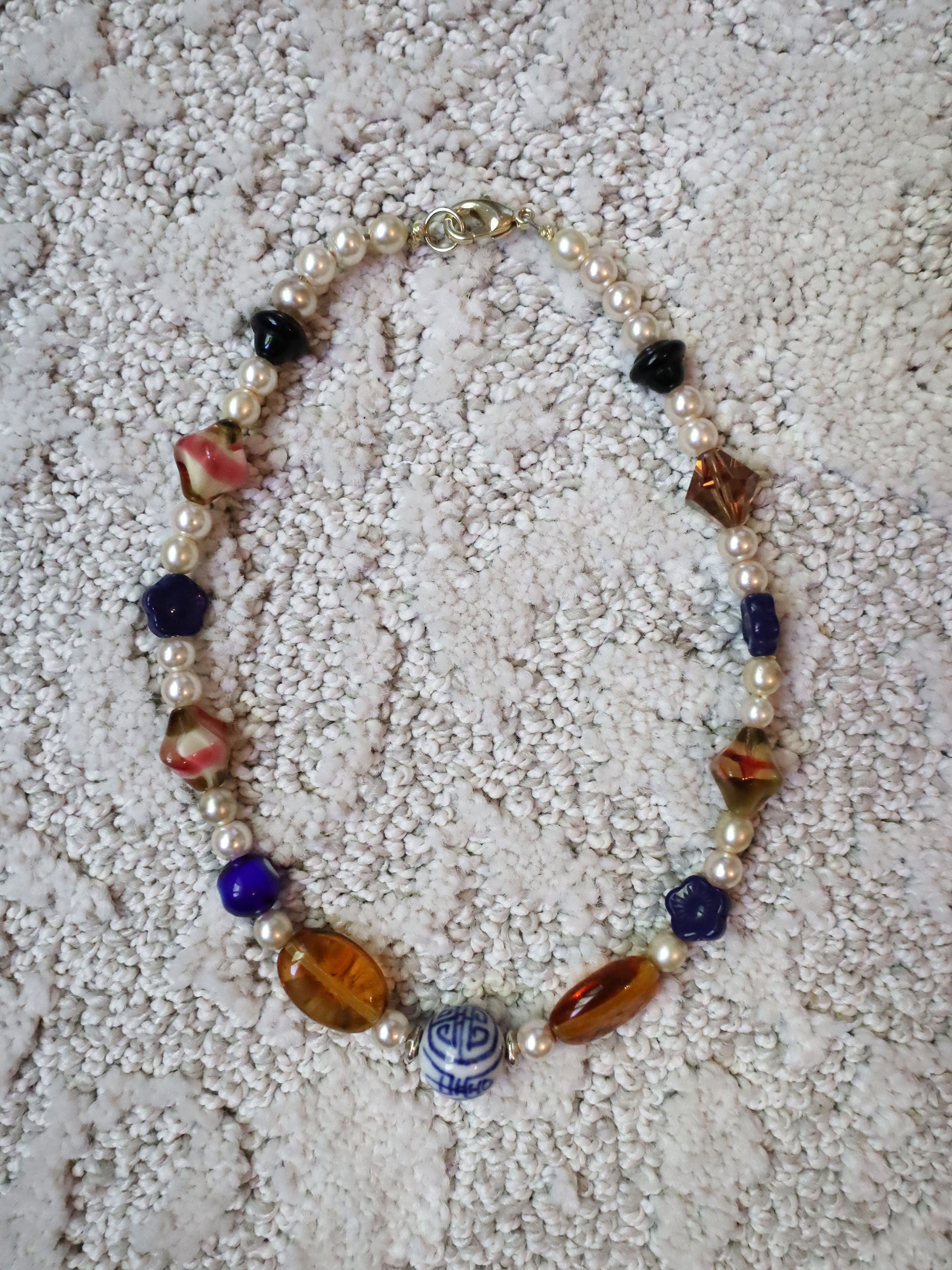 Into Madness - Recycled Handmade Pearls & Found Beads Necklace