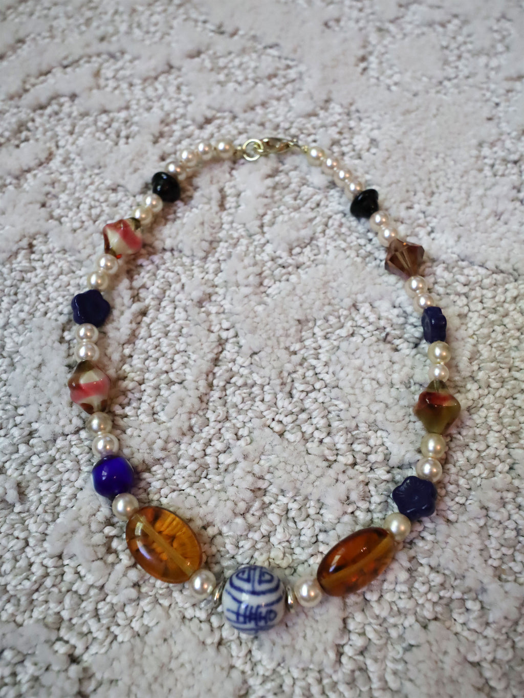 Into Madness - Recycled Handmade Pearls & Found Beads Necklace