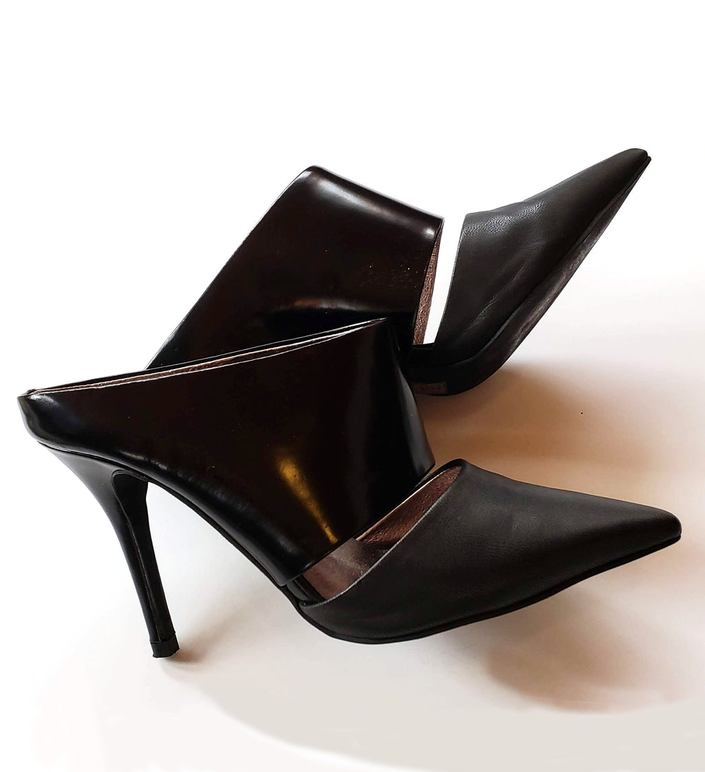 Jeffrey Campbell Handmade Ibiza Last Black Matte & Patent Slip-on Stilettos