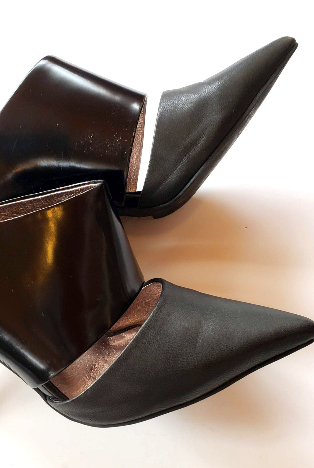 Jeffrey Campbell Handmade Ibiza Last Black Matte & Patent Slip-on Stilettos