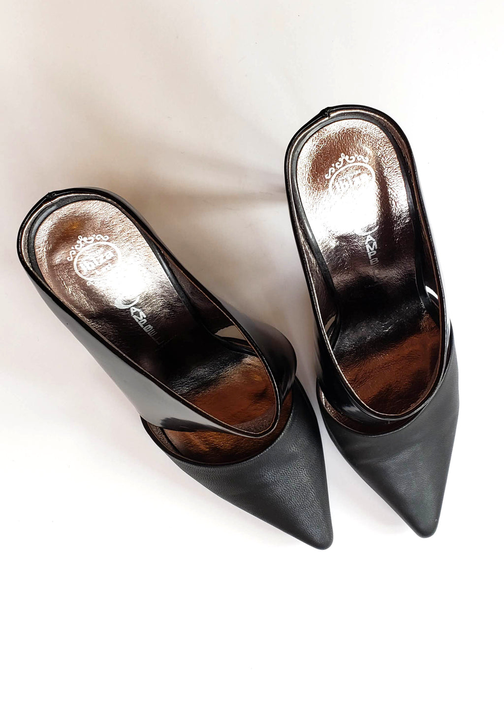 Jeffrey Campbell Handmade Ibiza Last Black Matte & Patent Slip-on Stilettos