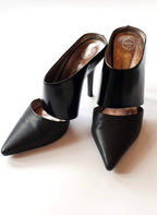Jeffrey Campbell Handmade Ibiza Last Black Matte & Patent Slip-on Stilettos