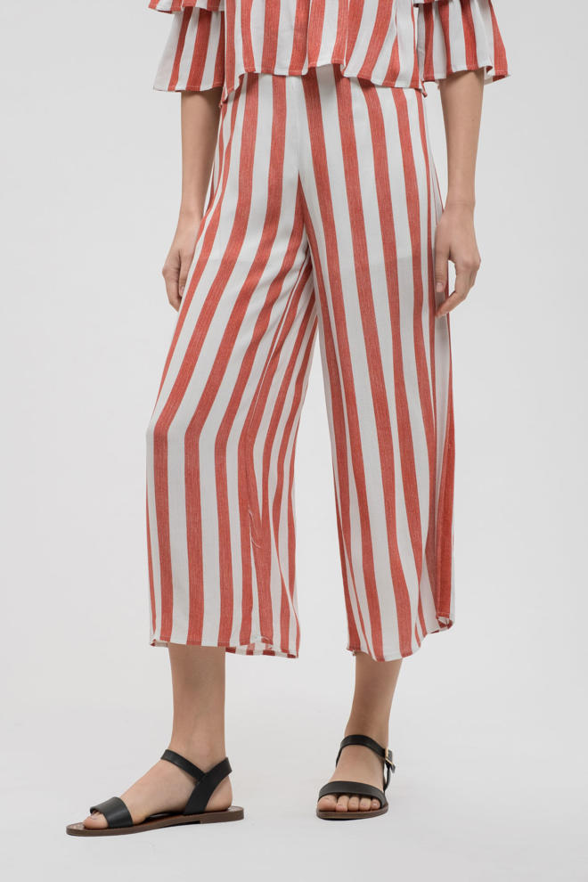Start Me Up Coral/White Wide Leg Pants
