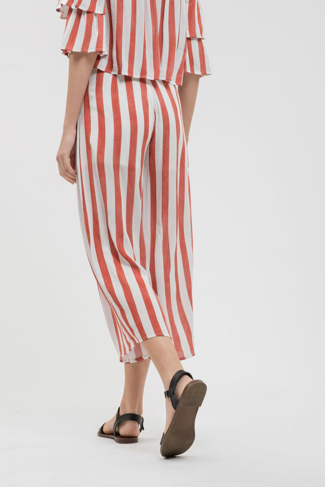 Start Me Up Coral/White Wide Leg Pants