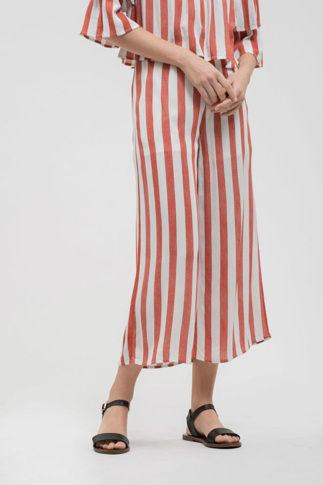 Start Me Up Coral/White Wide Leg Pants