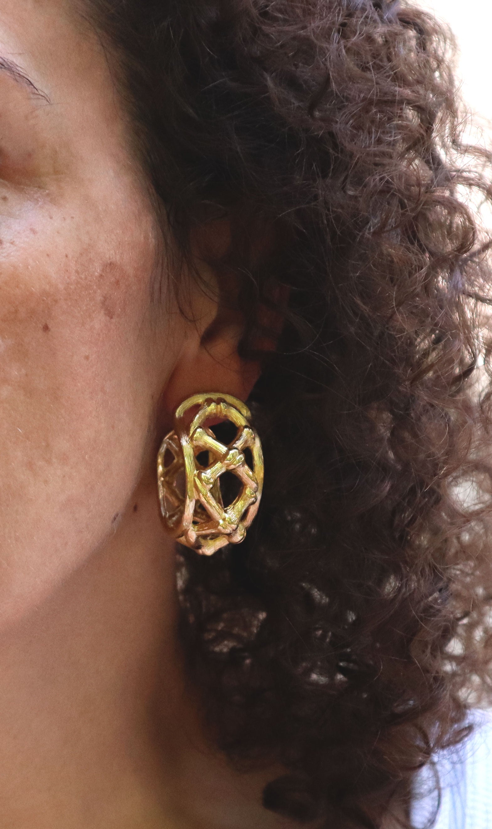 80s Large Gold Lattice Hoops