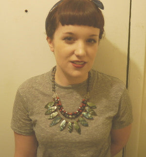 Aquarius Bead & Shell Layer Necklace - model