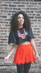 Cabaret Beaded Scallop Hemmed Shorts