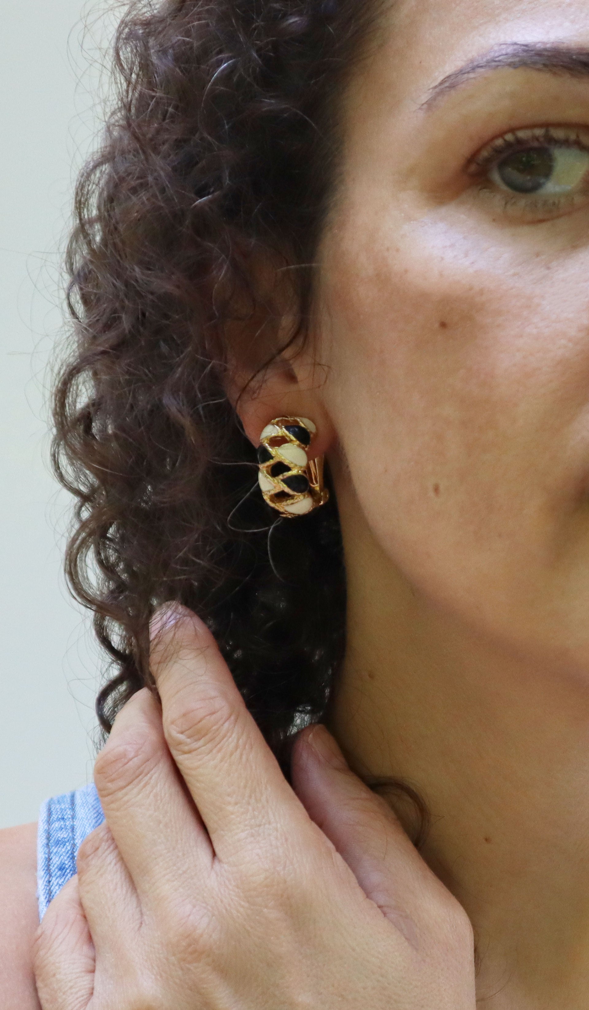 80s Open Weave Clip-On Hoop Earrings