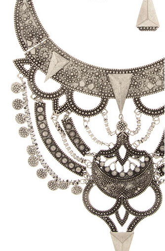 Phoenix Embossed Metal Statement Necklace