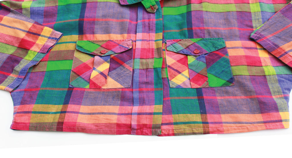 Vintage 80s Madras Plaid Crop Top