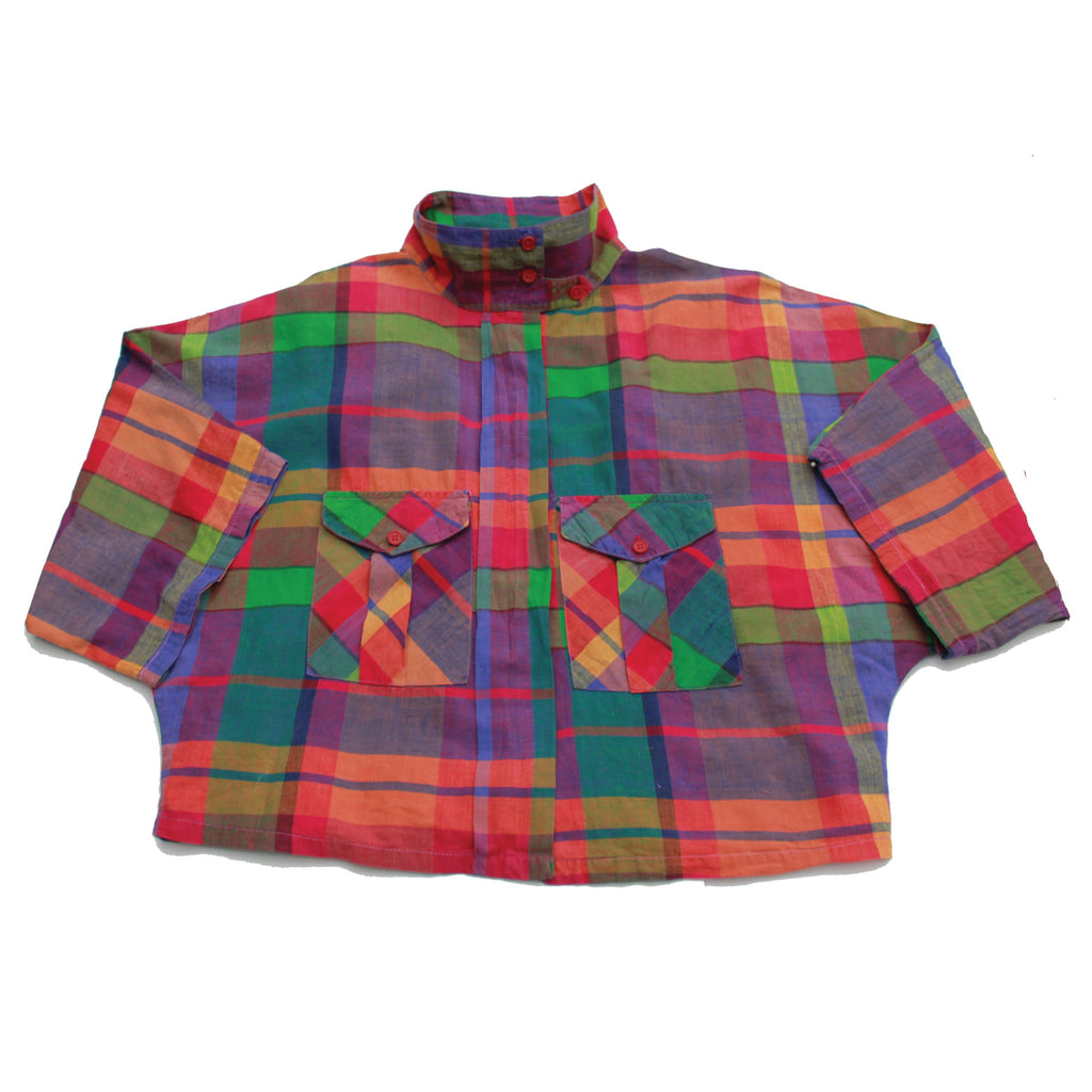 Vintage 80s Madras Plaid Crop Top