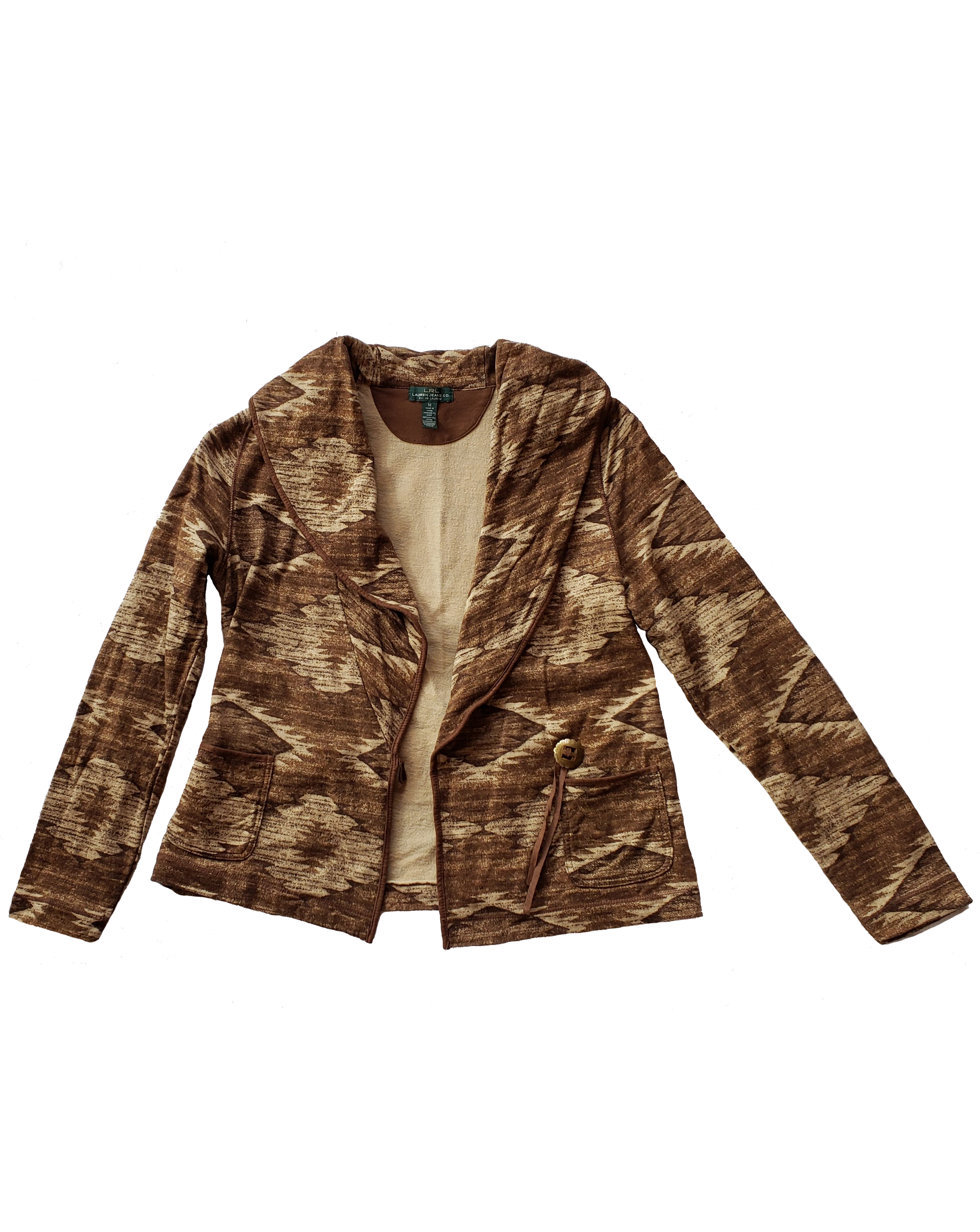 Lauren Jeans Co Ralph Lauren Knit Aztec Print Asymmetric Jacket