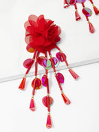 Crimson & Clover Waterfall Sequin & Organza Statement Earrings