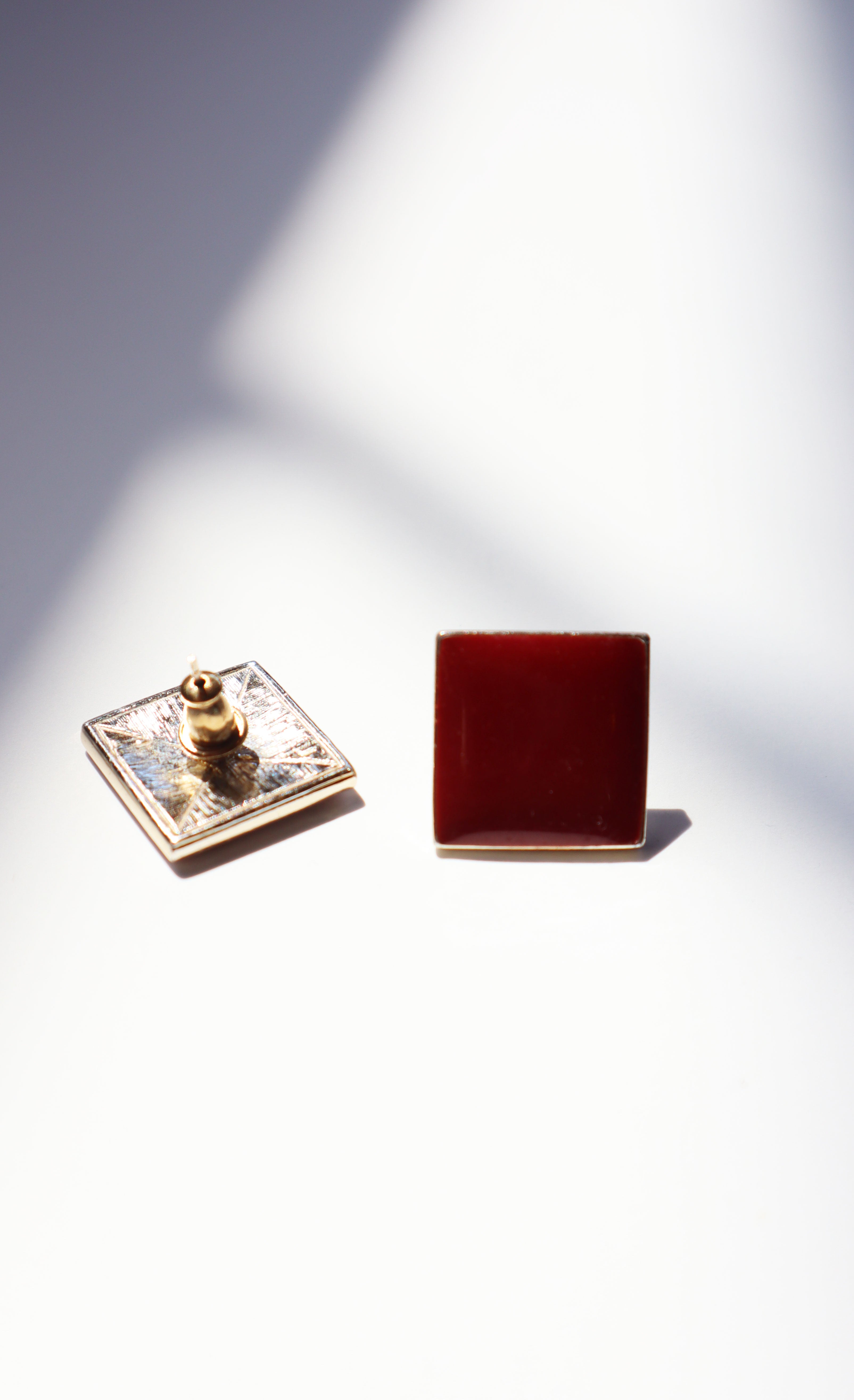 Vintage 80s Rust/Silver Enamel Earrings