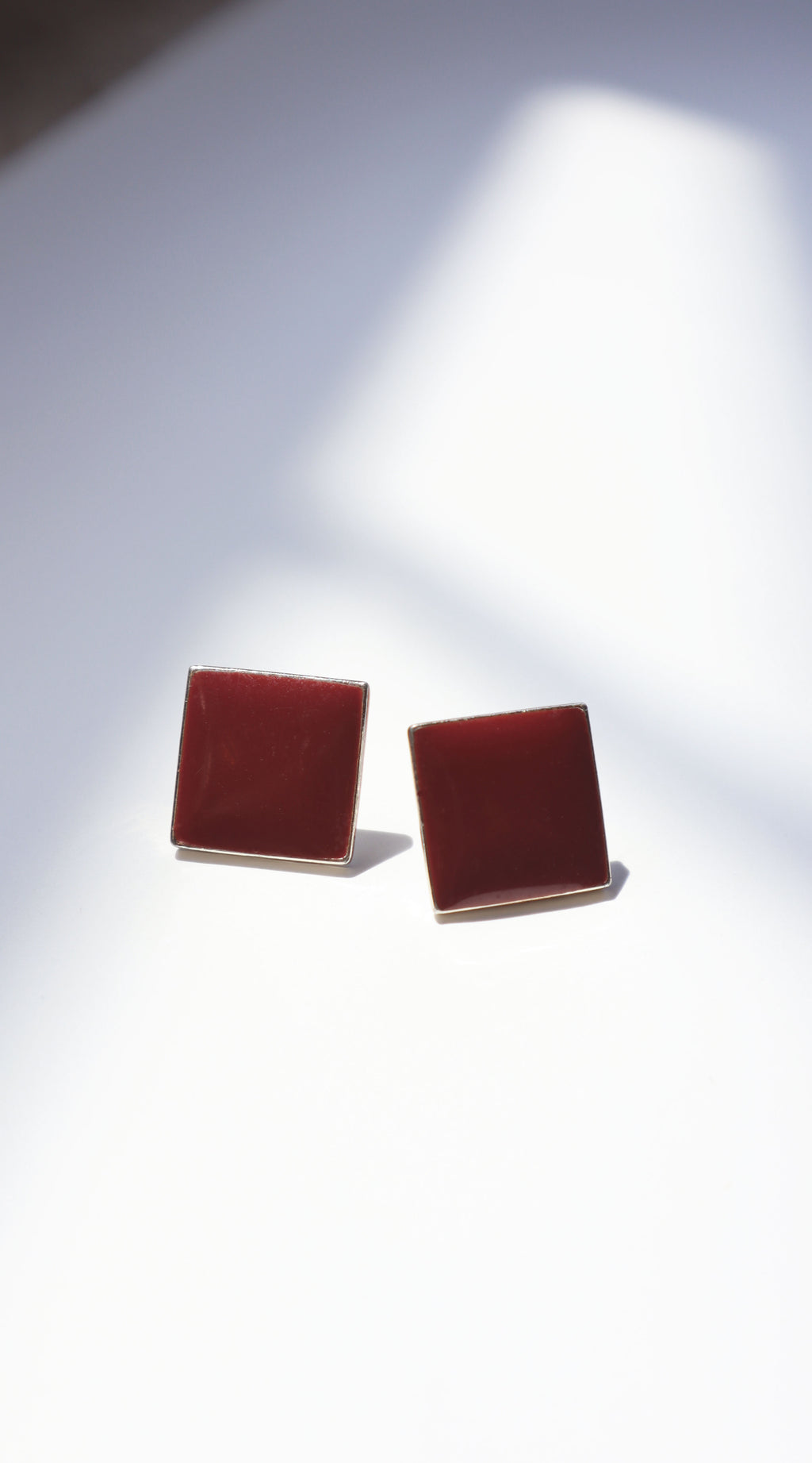 Vintage 80s Rust/Silver Enamel Earrings