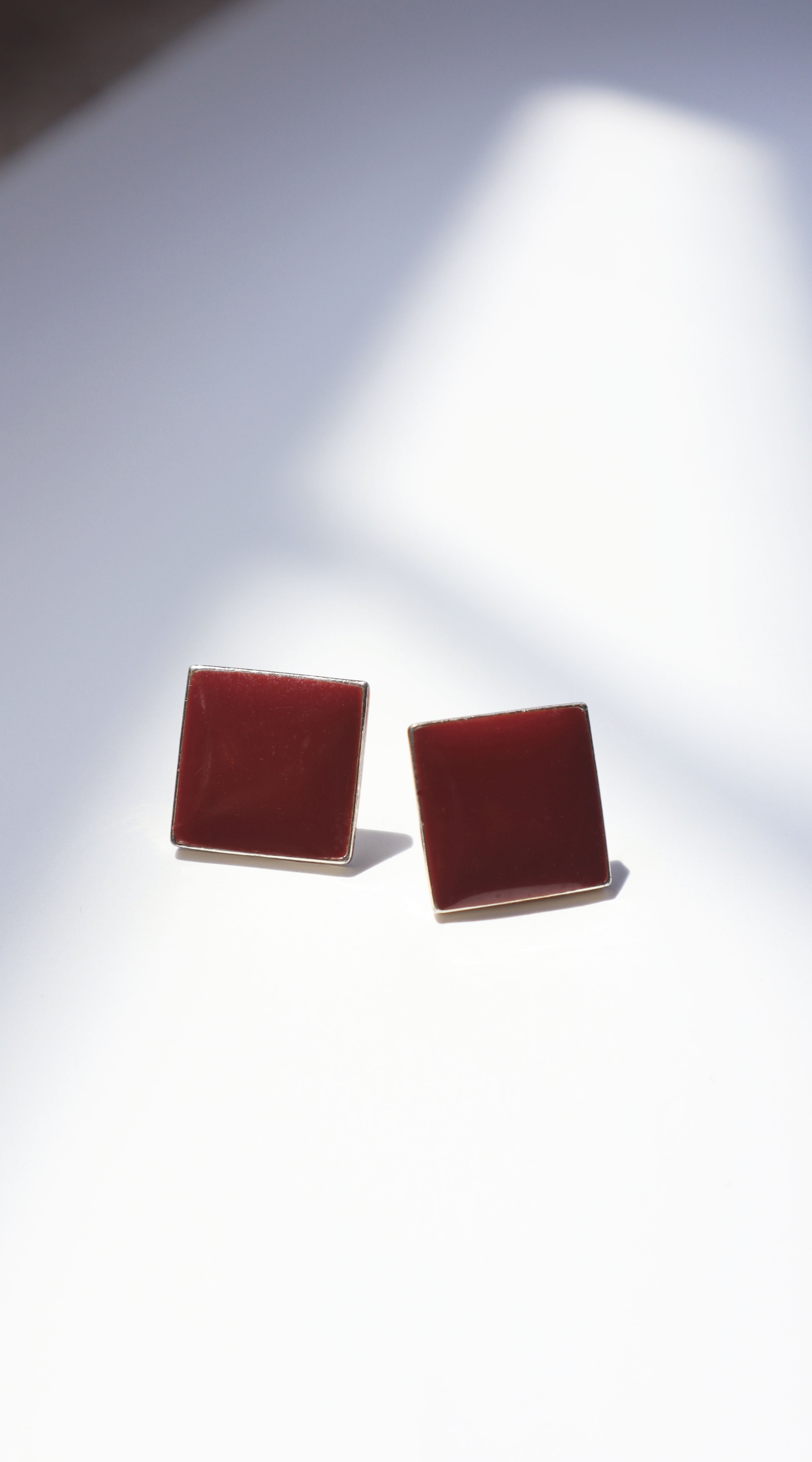 Vintage 80s Rust/Silver Enamel Earrings