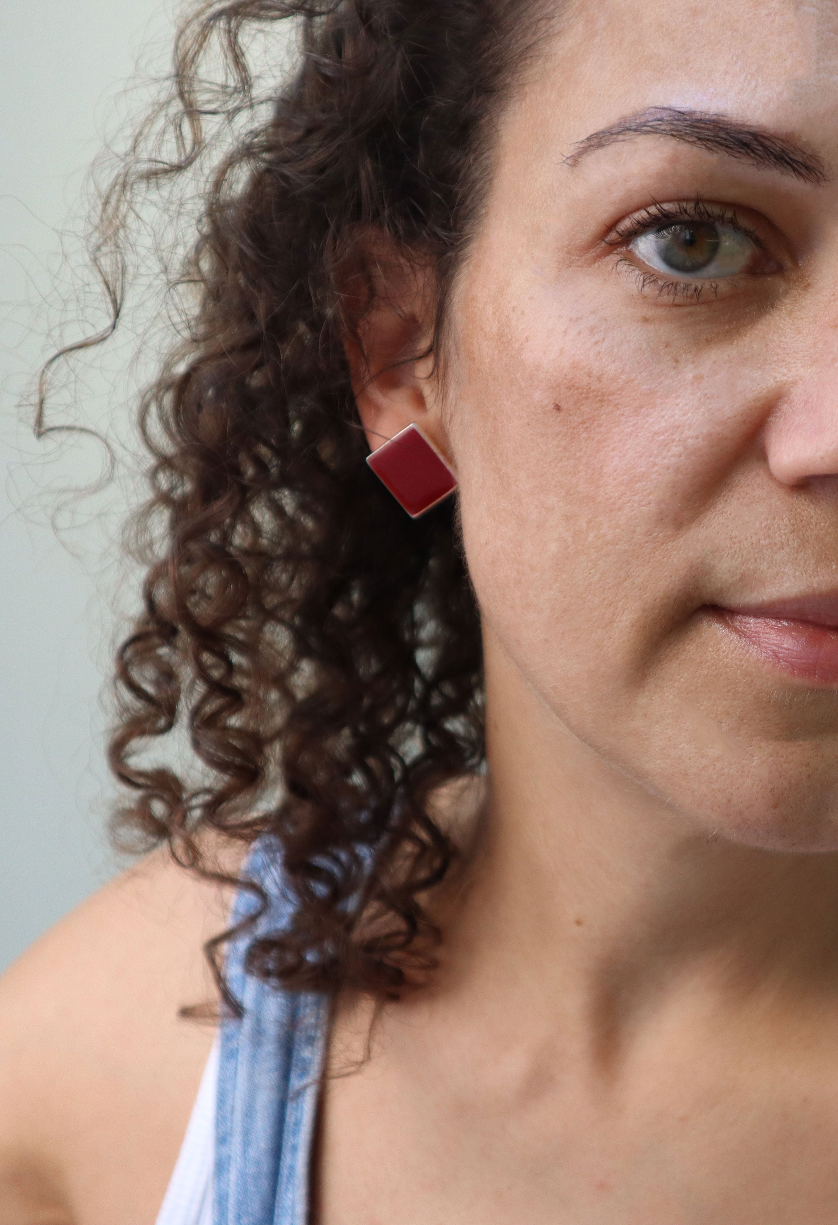 Vintage 80s Rust/Silver Enamel Earrings