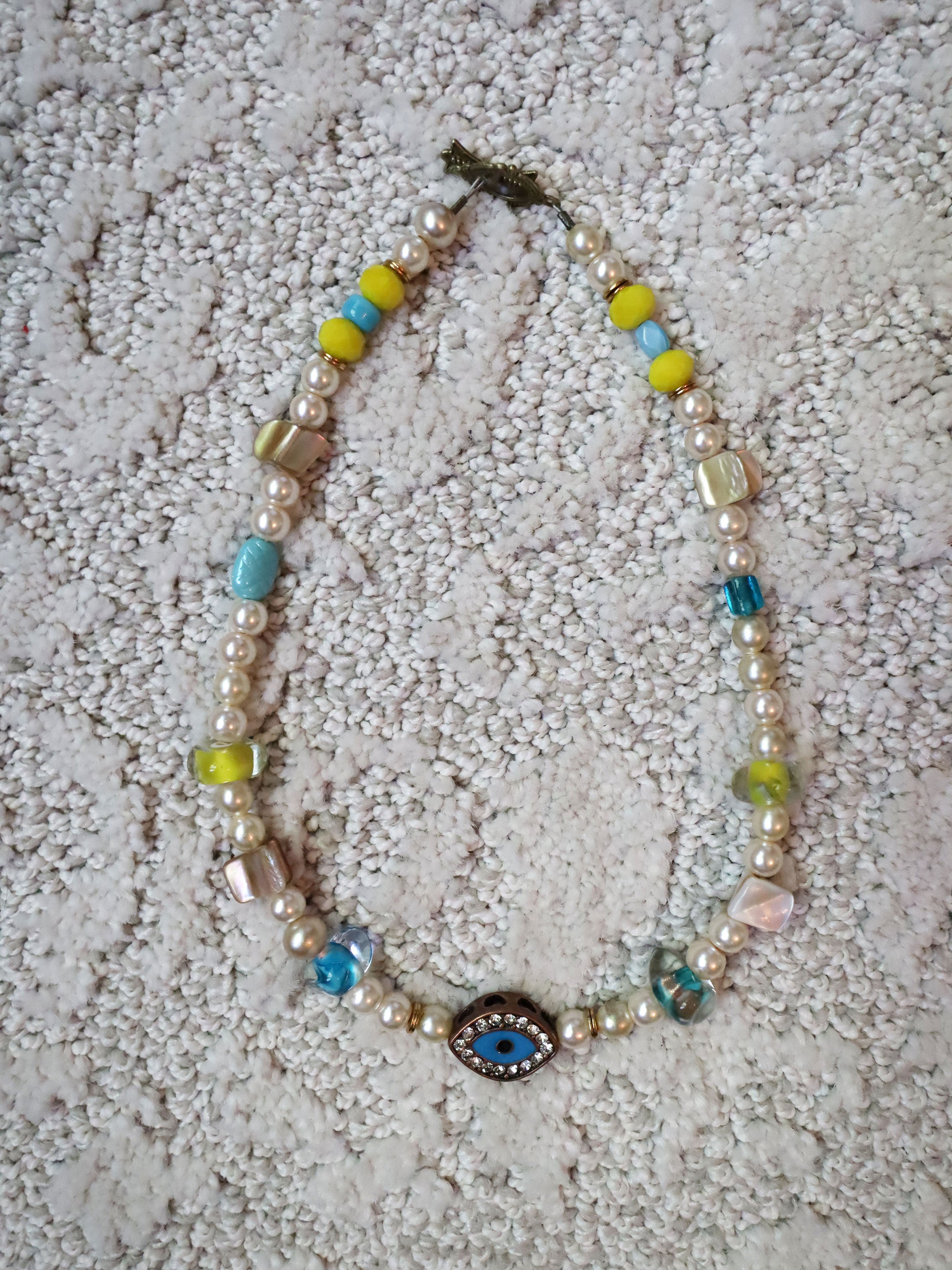 Seeing Neon Dreams - Recycled Handmade Pearls & Found Beads Necklace