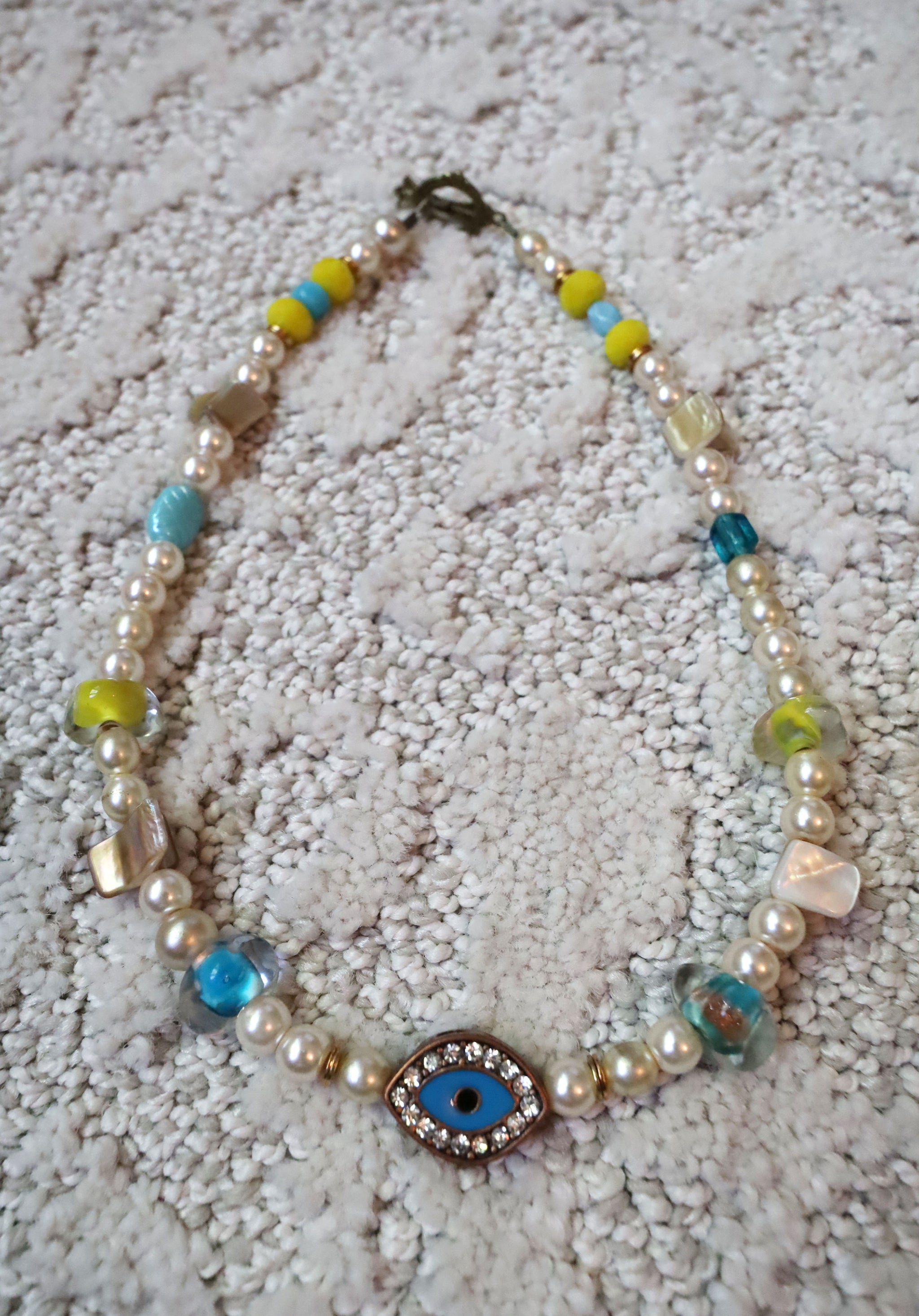 Seeing Neon Dreams - Recycled Handmade Pearls & Found Beads Necklace