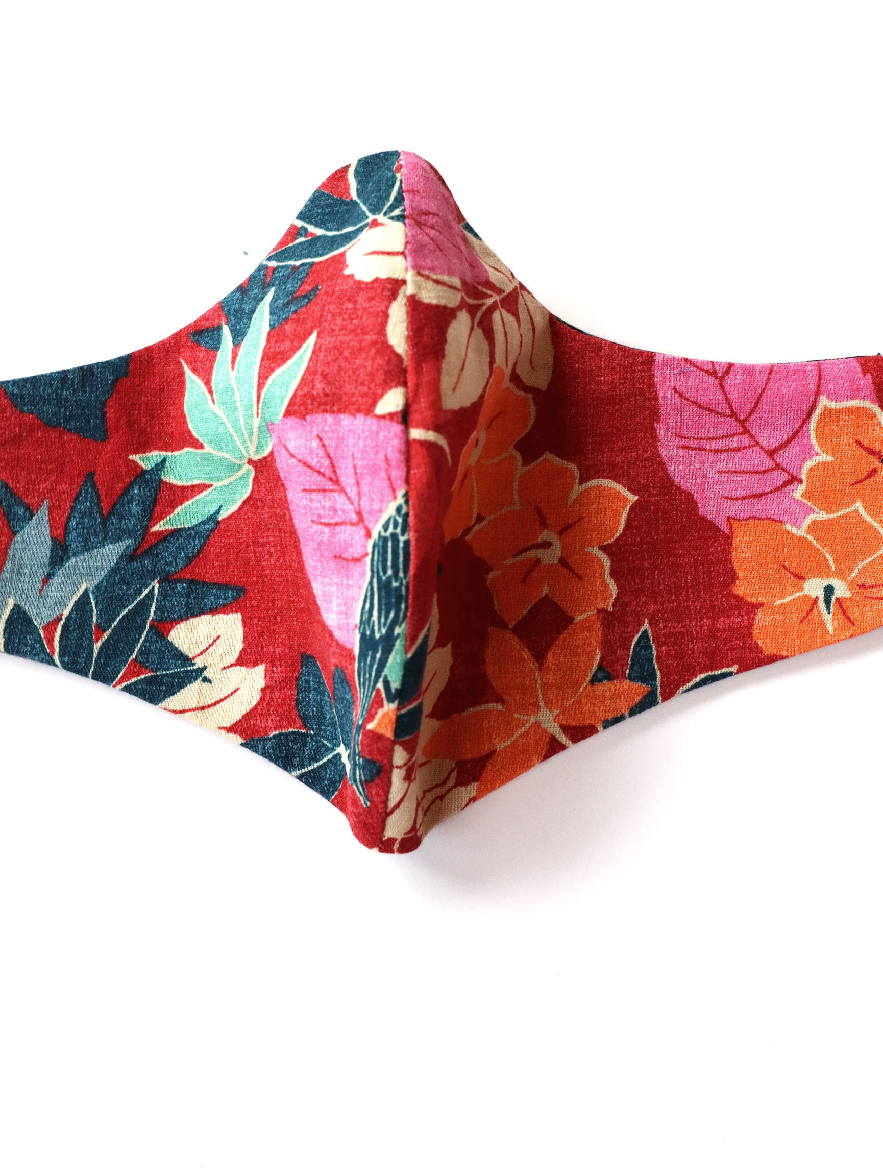 Reversible Red Tropical Print Mask